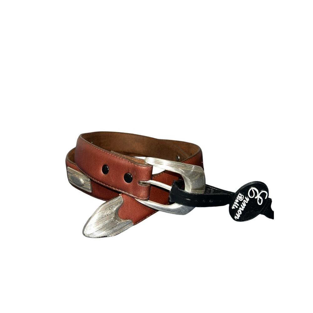 NWT Vintage Enmon 34 Concho Leather Belt Brown Leather 32”-36” Width 1”